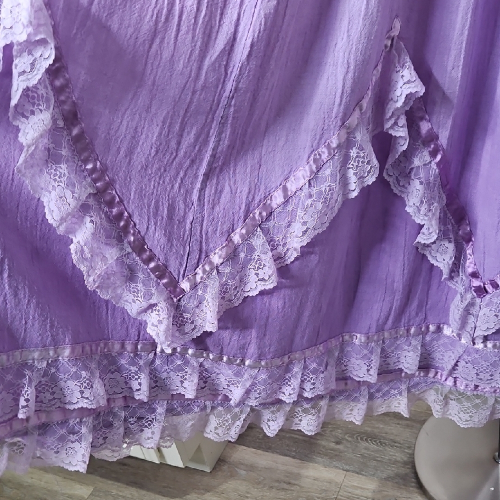 Vintage Boho Lace Ruffled Ombre Lavender Lace Baby Doll Dress Size Small Medium - Picture 10 of 16